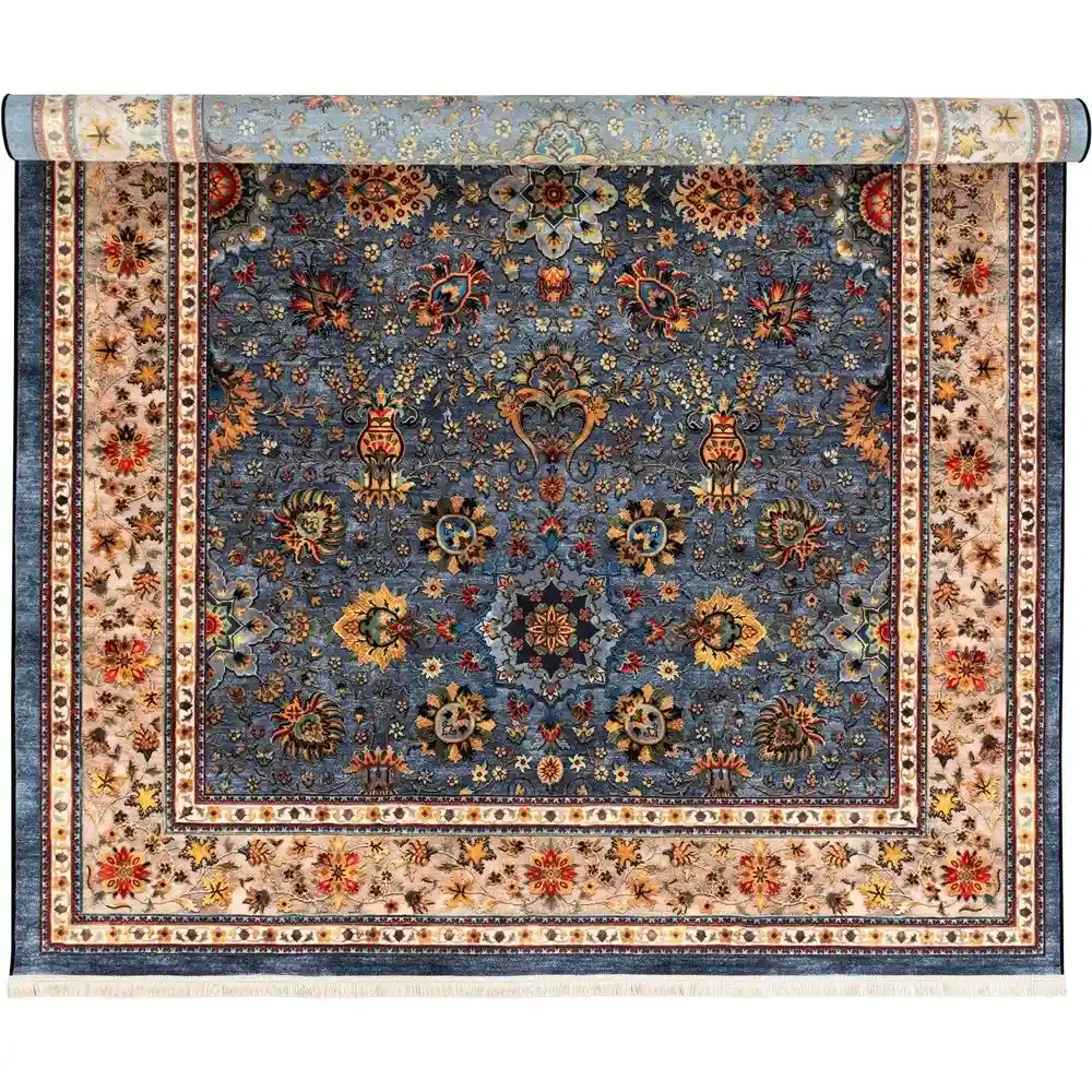 فرش ماشینی سنتی طرح 25cs0360 طوسی 1000 شانه